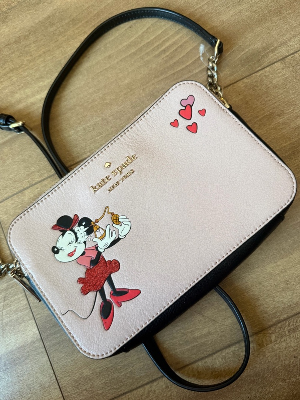 Kate Spade New York Disney x Minnie Mouse Double-Zip Crossbody Bag Purse Pink - Picture 2 of 7